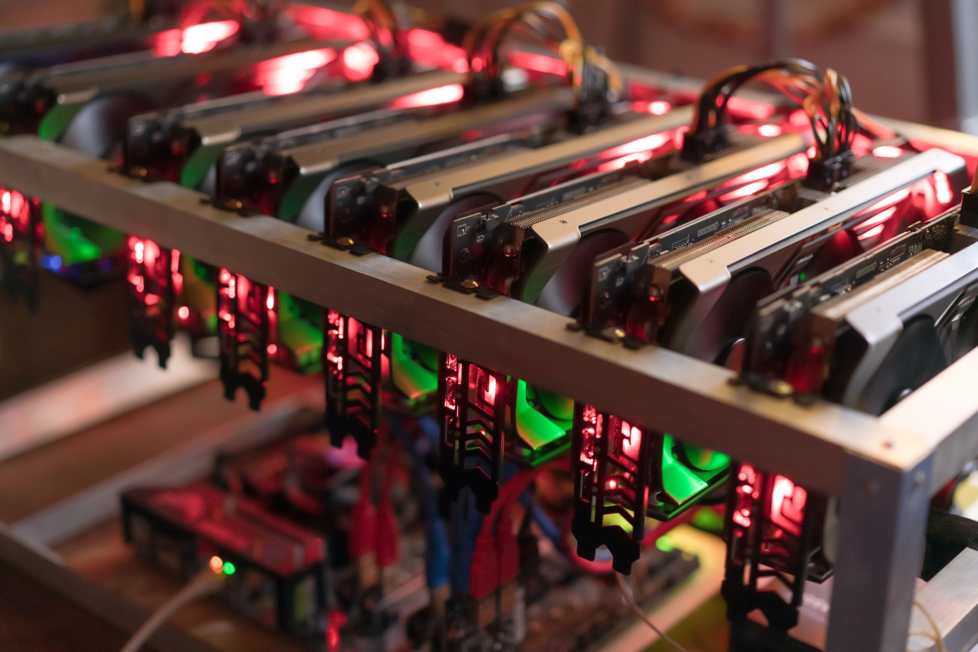 Bitcoin mining farm.  Graphics card for miner digital